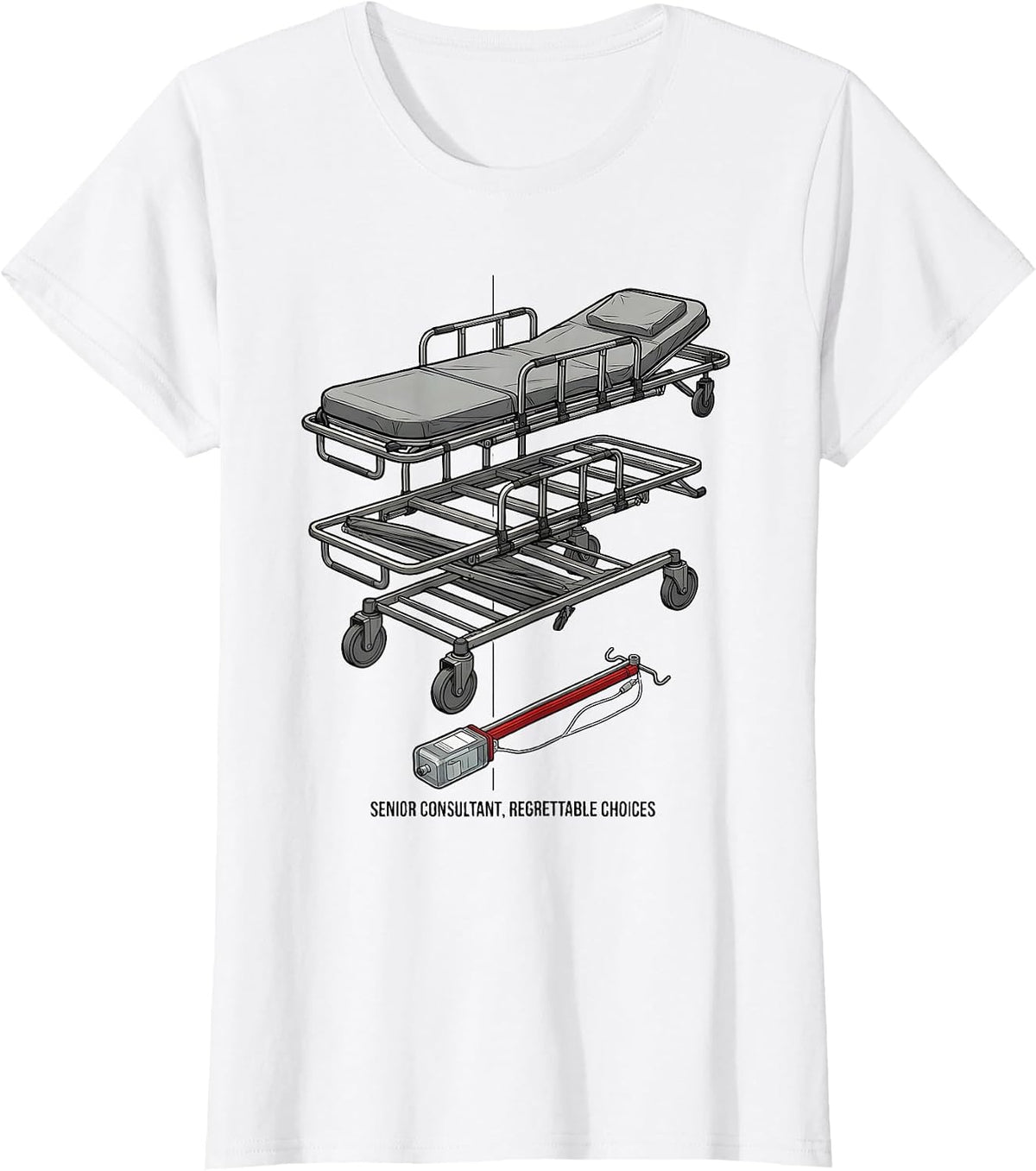 Women's Senior Consultant Regrettable Choices Funny EMT Paramedic T-Shirt - White