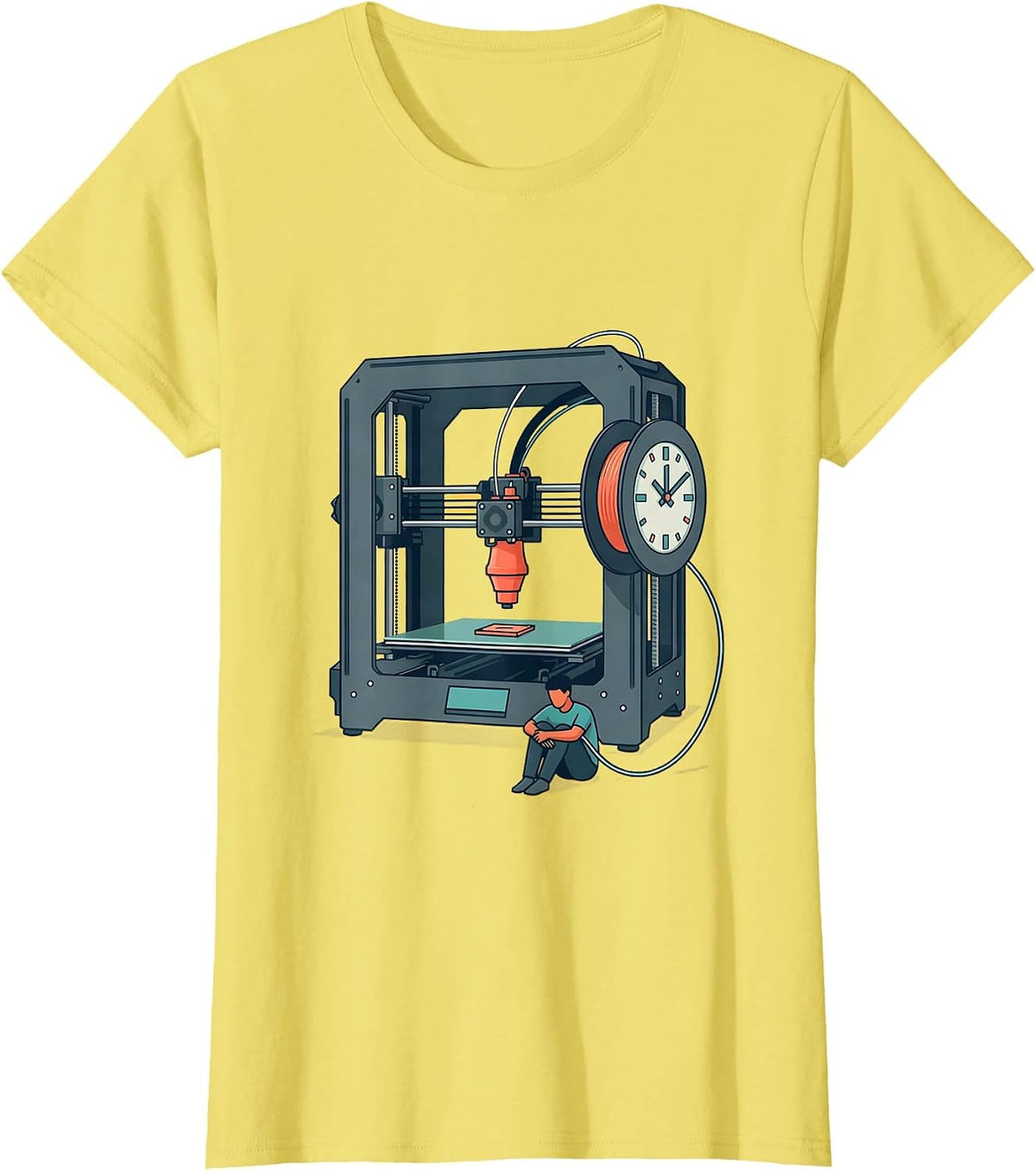 3D Printer Filament Loop Hobbyist Humor Geek Gift T-Shirt - Lemon Yellow