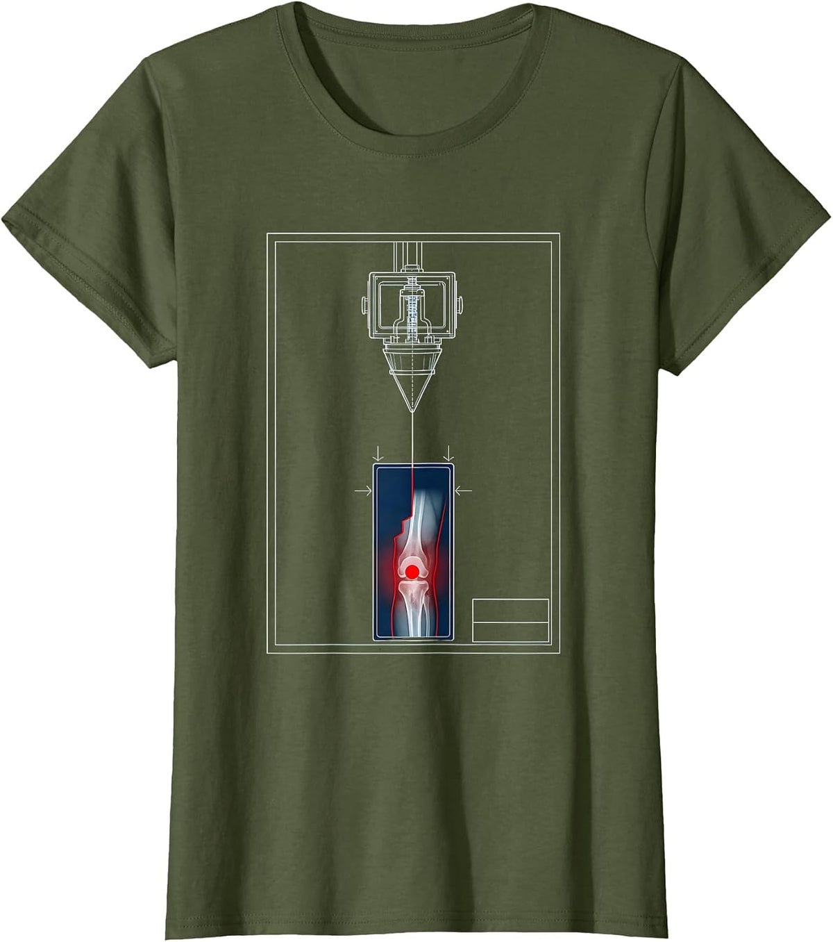 Women's Radiology X-Ray Tech Blueprint Humor Rad Tech Gift T-Shirt - Olive Green