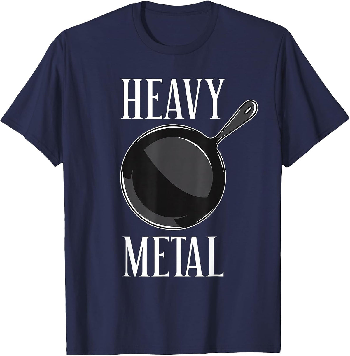 Heavy Metal Cast Iron Cookware Funny Cooking T-Shirt - Navy Blue