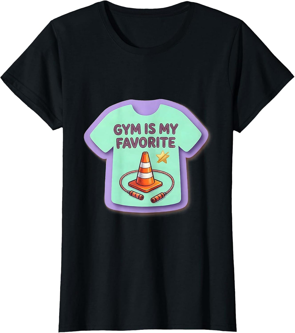 Gym Is My Favorite Cute Kawaii PE Teacher Back To School T-Shirt - Black