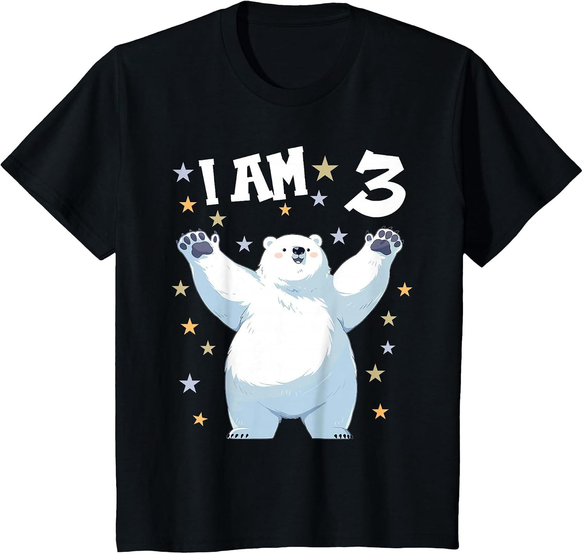 Kids 3 Years Old 3 Birthday Polar Bears Boy Girl Polar Bear T-Shirt - Black