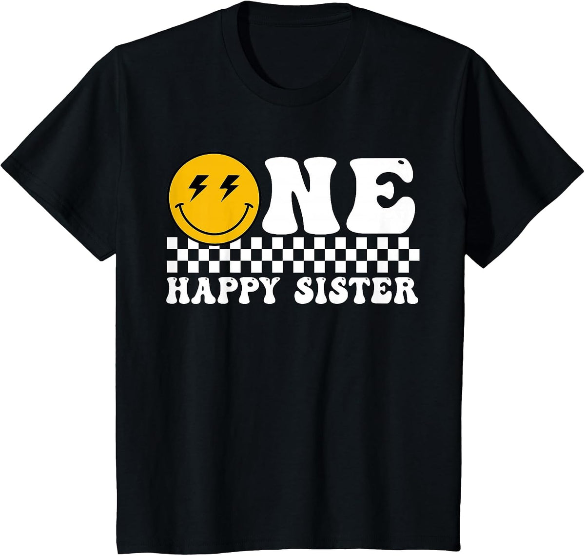 Happy Sister 1st Birthday Family Matching Theme T-Shirt - Black