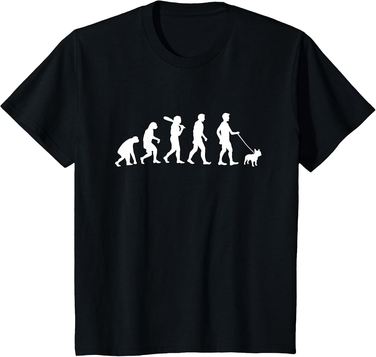 Funny French Bulldog Human Evolution Graphic Design T-Shirt - Black