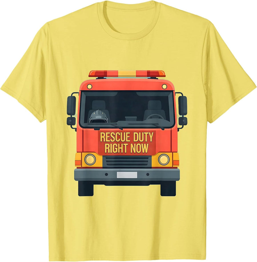 Men's Rescue Duty Right Now Funny Firefighter Kids Birthday T-Shirt - Lemon Yellow