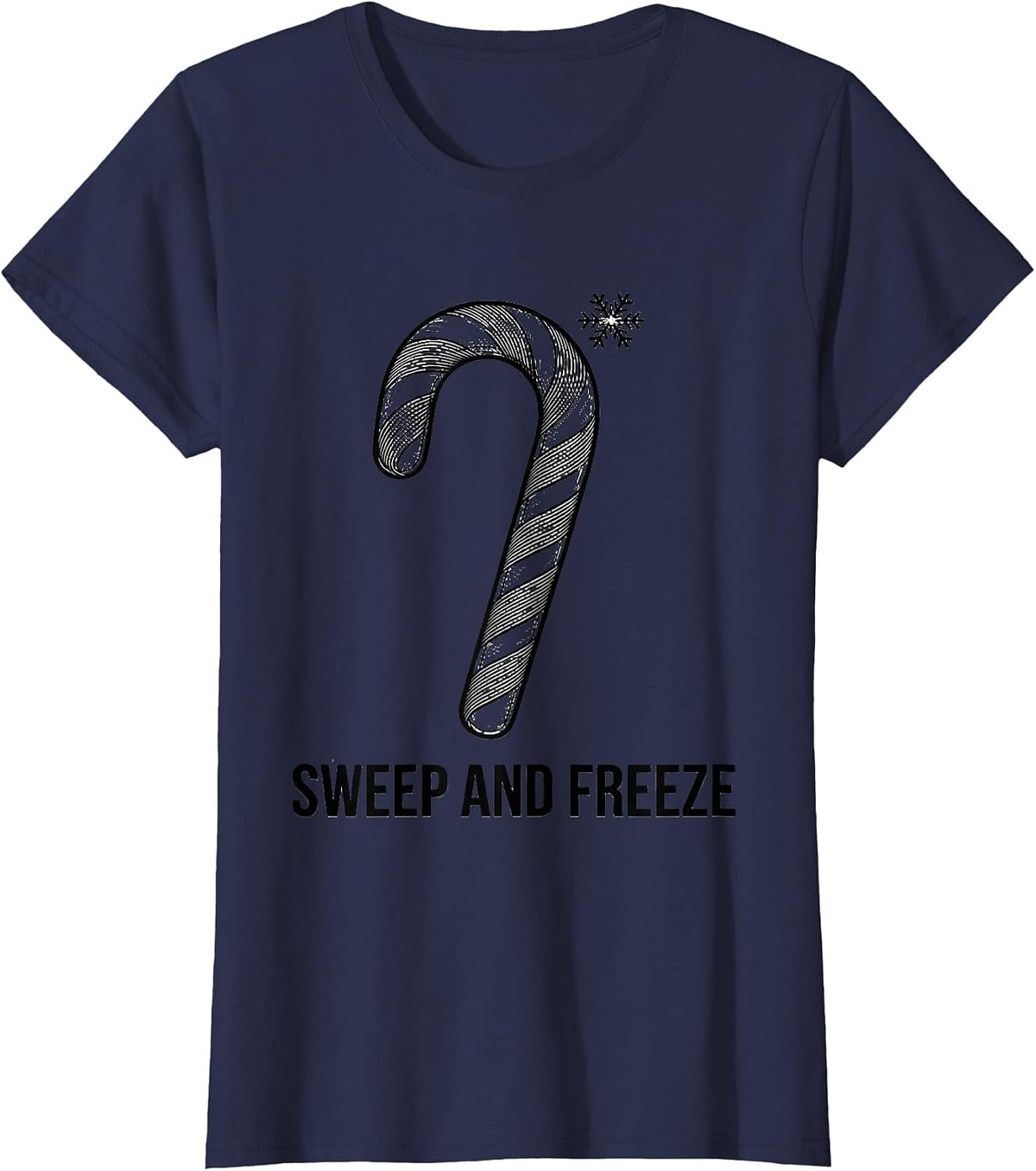 Women's Sweep And Freeze Funny Medical Tech Christmas Sonographer T-Shirt - Navy Blue