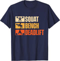 Squat Bench Deadlift - Workout Gym Weightlifting T-Shirt - Navy Blue