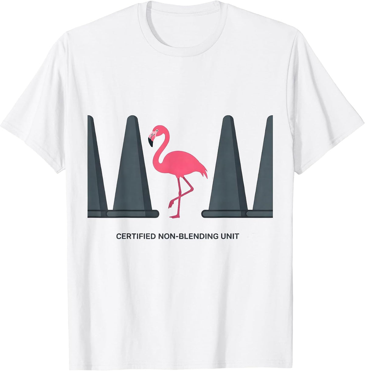 Men's Certified Non-Blending Unit Pink Flamingo Novelty Humor T-Shirt - White