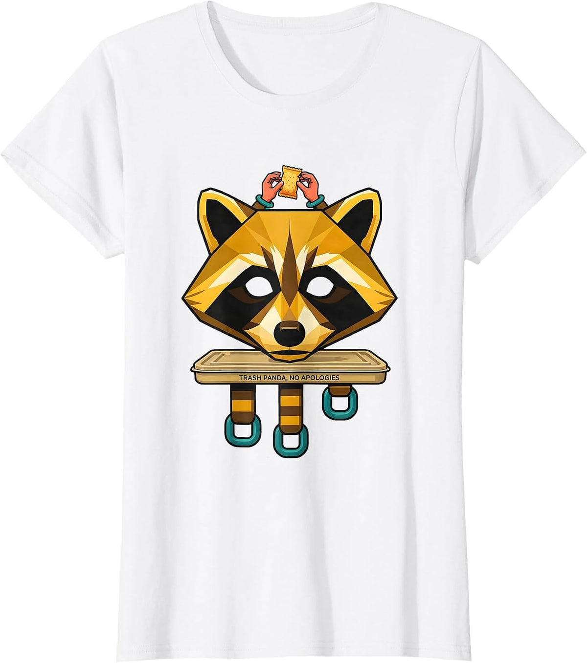 Women's Trash Panda No Apologies Funny Raccoon Meme Humor T-Shirt - White