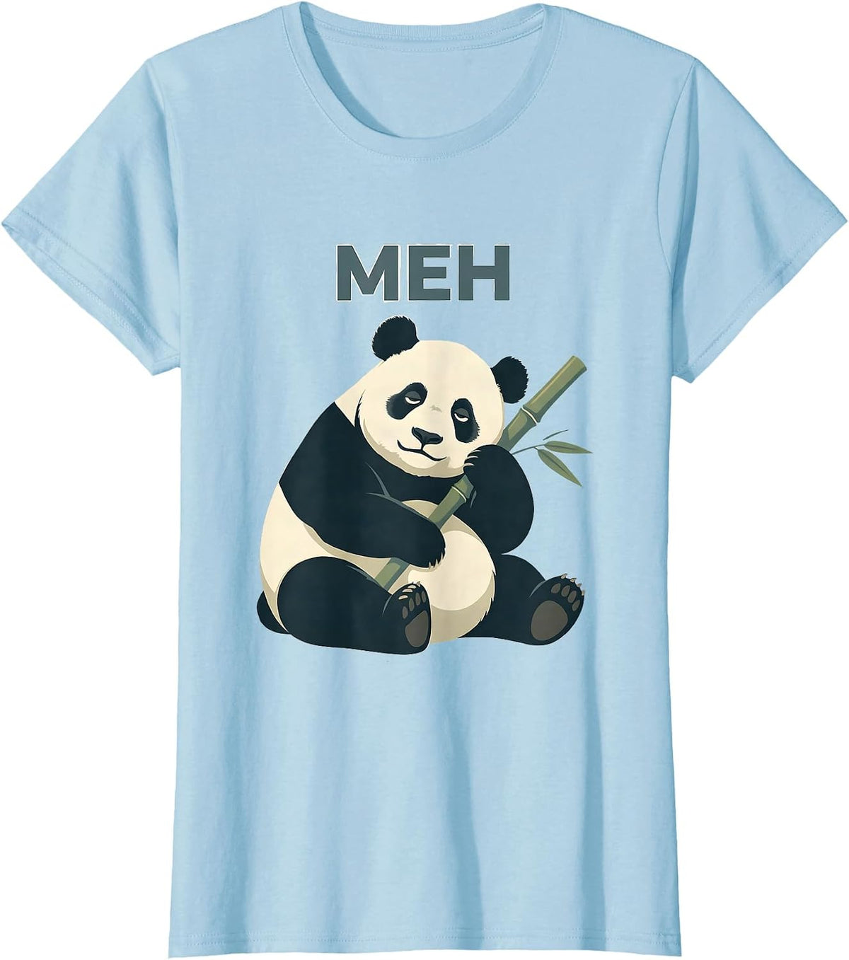 Women's Meh Funny Panda Animal Lover Humor Retro Kawaii Gift T-Shirt - Baby Blue