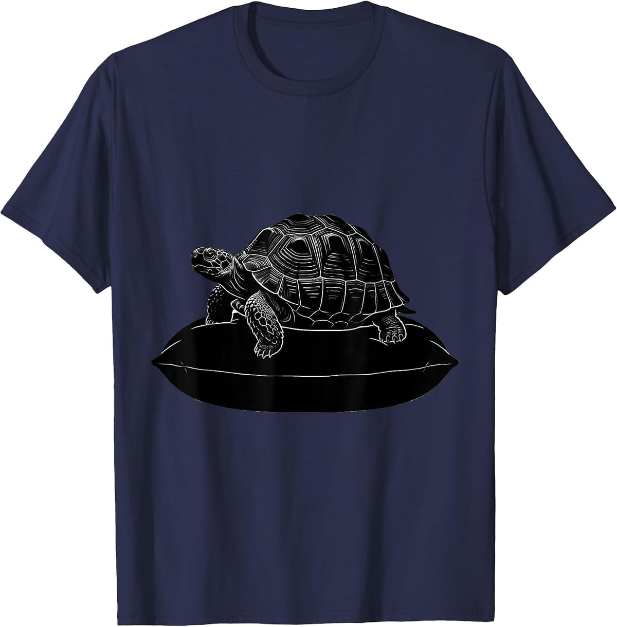 Tortoise Silhouette Pet Lover Gift Novelty T-Shirt - Navy Blue