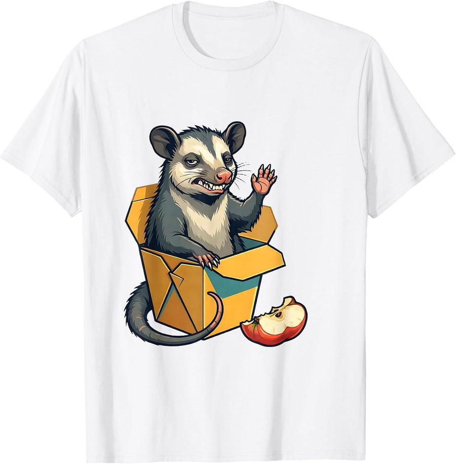 Flat Opossum Deadpan Humor Possum Lover Meme Gift T-Shirt - White