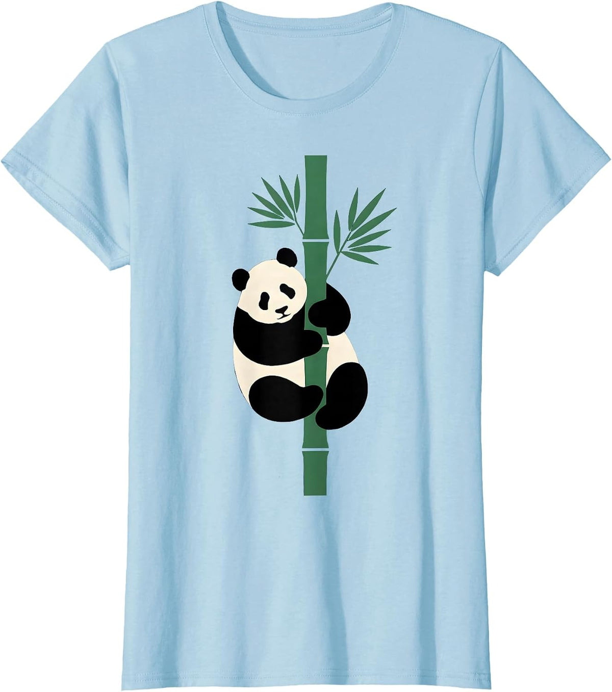 Panda Bear Hugging Bamboo Stalk Graphic T-Shirt - Baby Blue