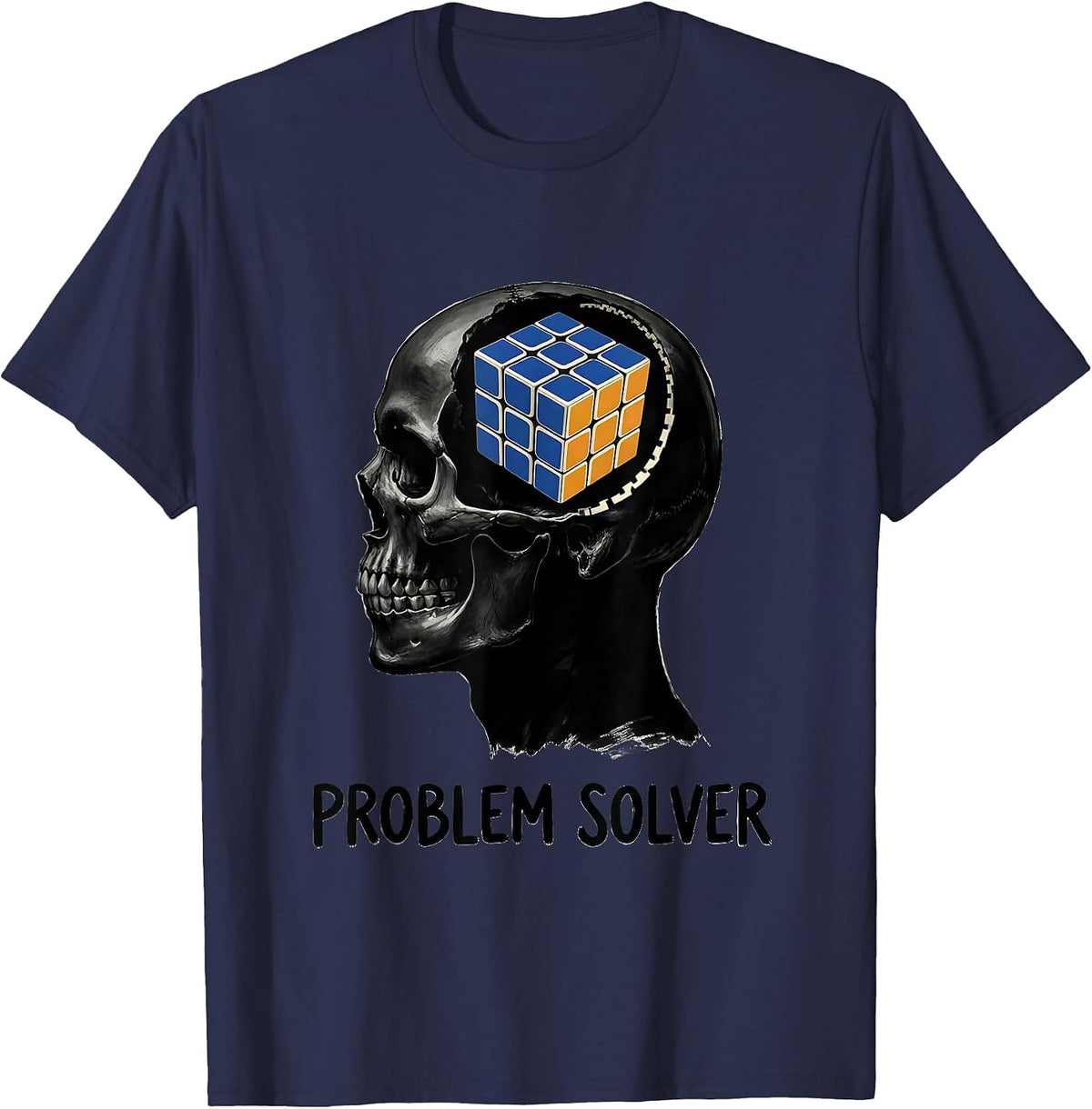 Problem Solver Funny Speed Cubing Puzzle Cube Humor T-Shirt - Navy Blue