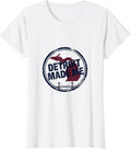 Women's Detroit Made Me Vintage Michigan Hometown Pride T-Shirt - White
