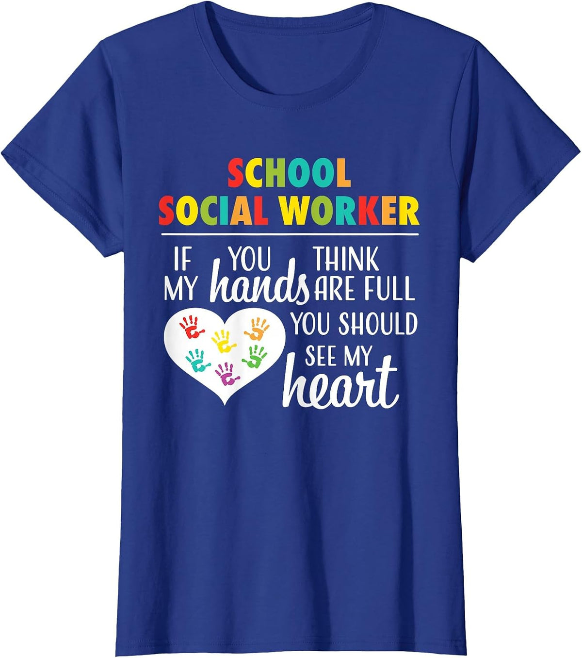 School Social Worker Cute Heart Tee for Women Men Teacher T-Shirt - Royal Blue
