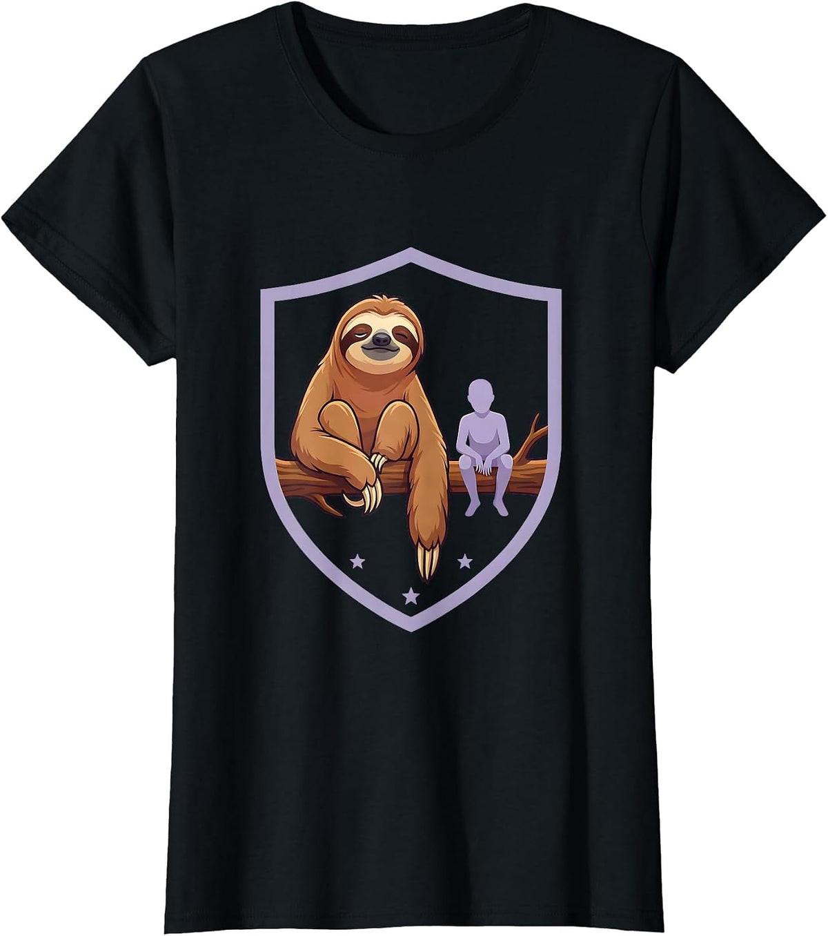 Sloth Shield Funny Animal Lover Novelty Gift T-Shirt - Black