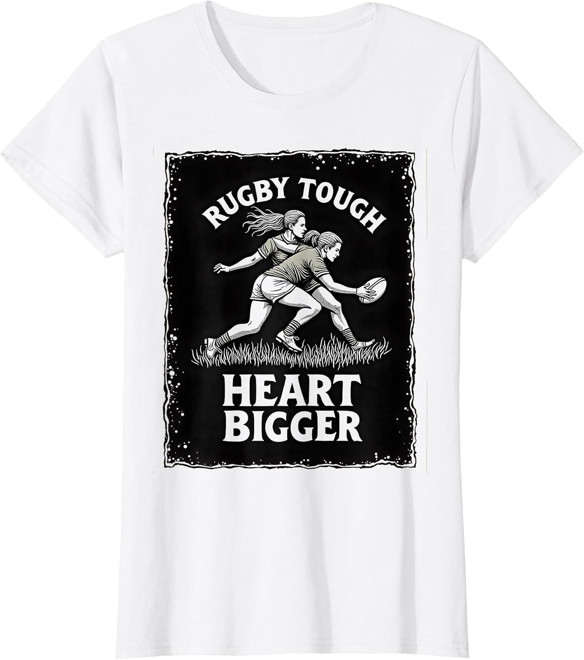 Rugby Tough Heart Bigger Women's Rugby Design T-Shirt - White