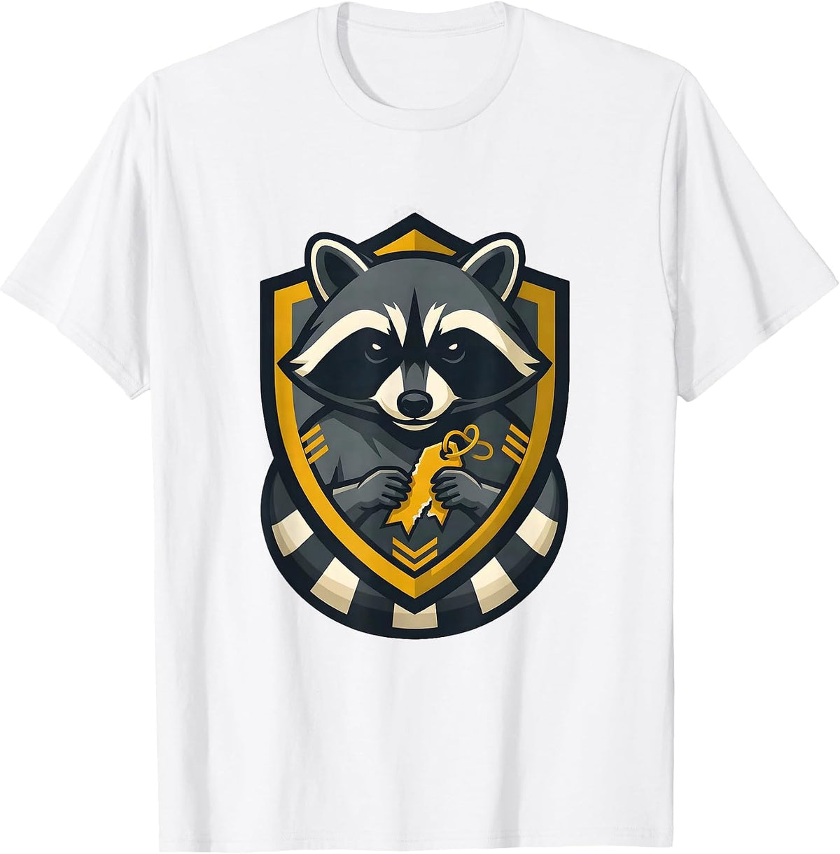 Men's Trash Panda Raccoon Mascot Logo Funny Humor T-Shirt - White