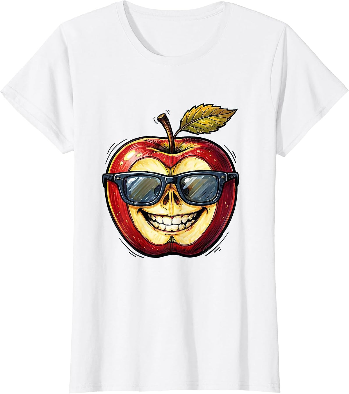Women's Friyay Cool Apple Teacher Graphic Design T-Shirt - White