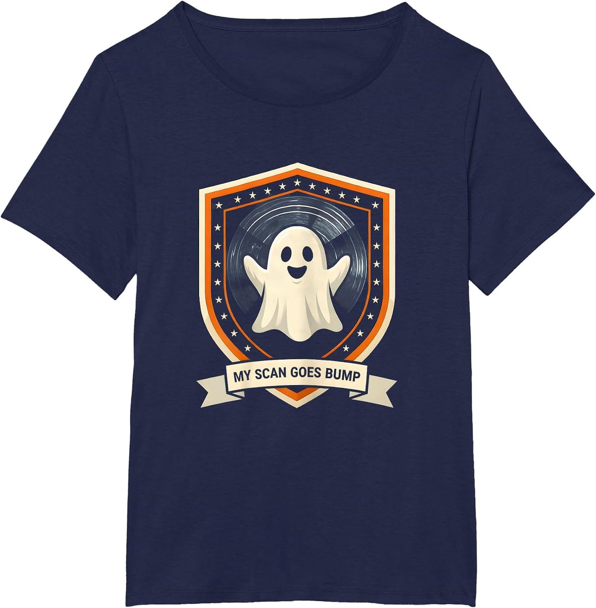 Women's My Scan Goes Bump Funny Ultrasound Tech Sonographer T-Shirt - Navy Blue