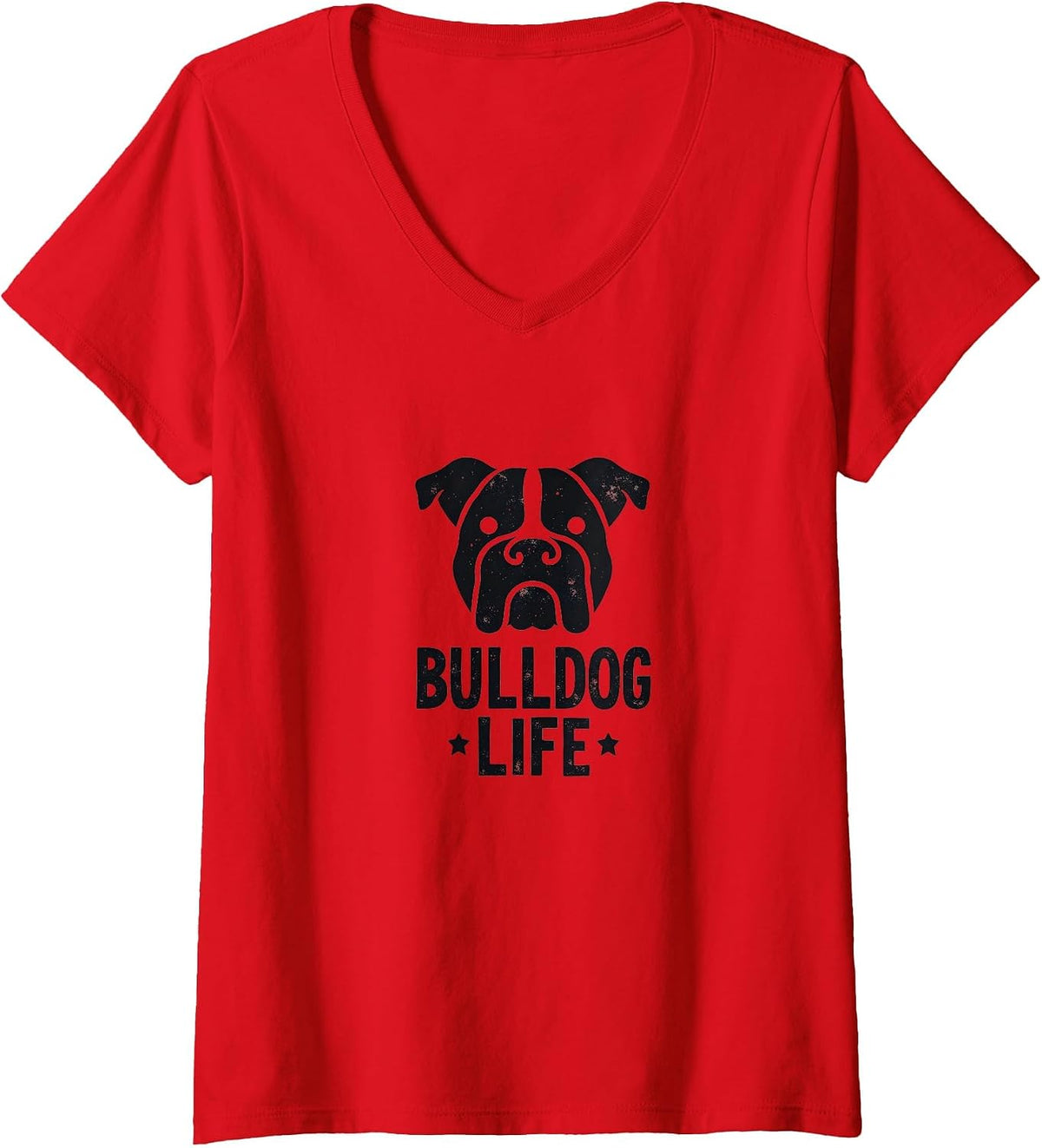 Women's Bulldog Strong: Tough Canine Companion for Dog Lovers V-Neck T-Shirt - Red