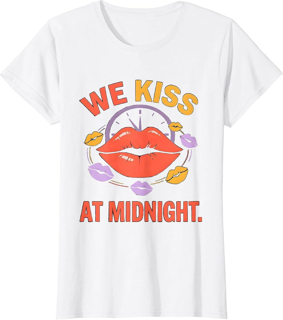 We Kiss At Midnight Sexy Flirtatious New Years Eve Party T-Shirt - White