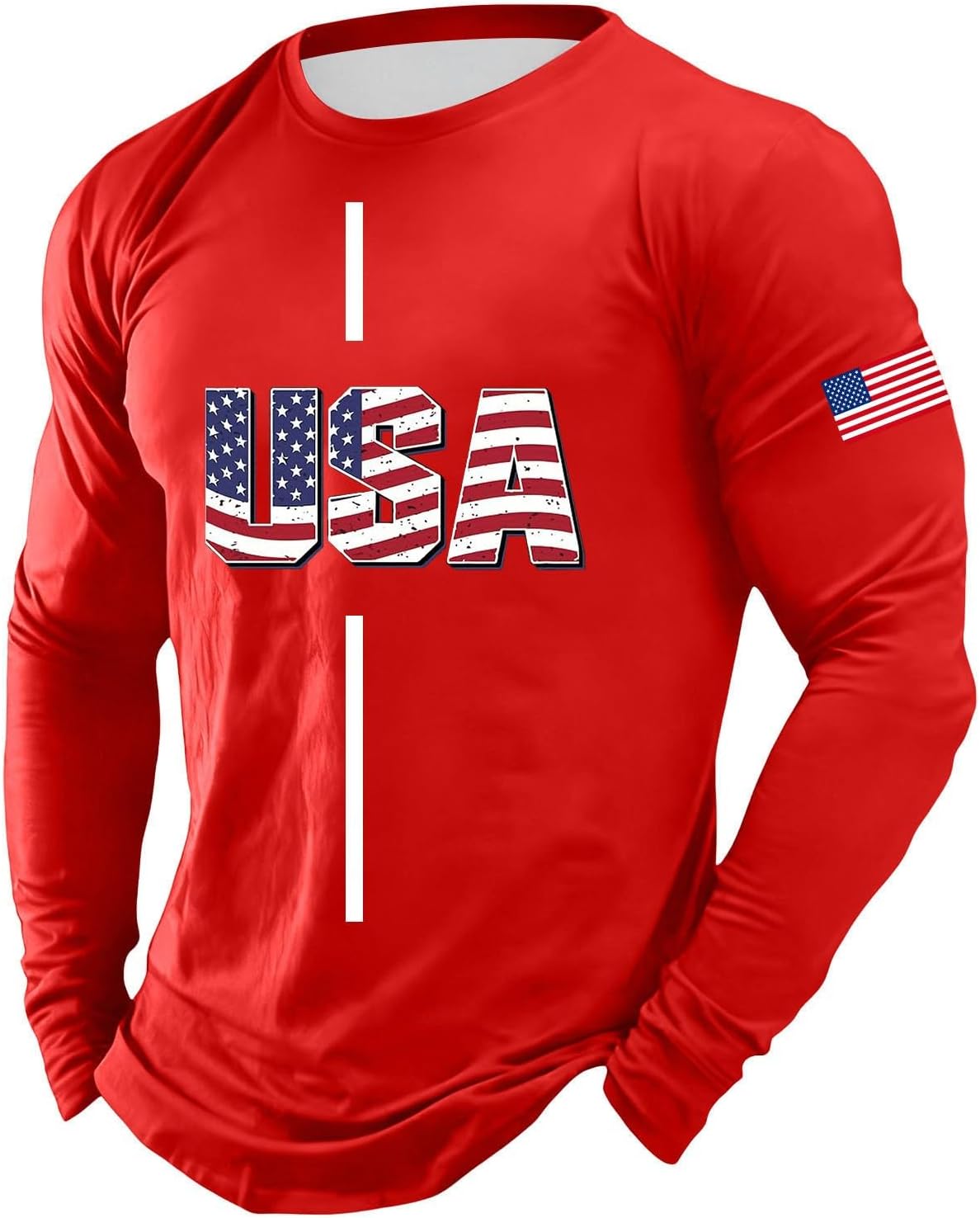 Men's 4th of July T-Shirt American Flag Short Sleeve Tshirt Graphic Shirts - 03-red