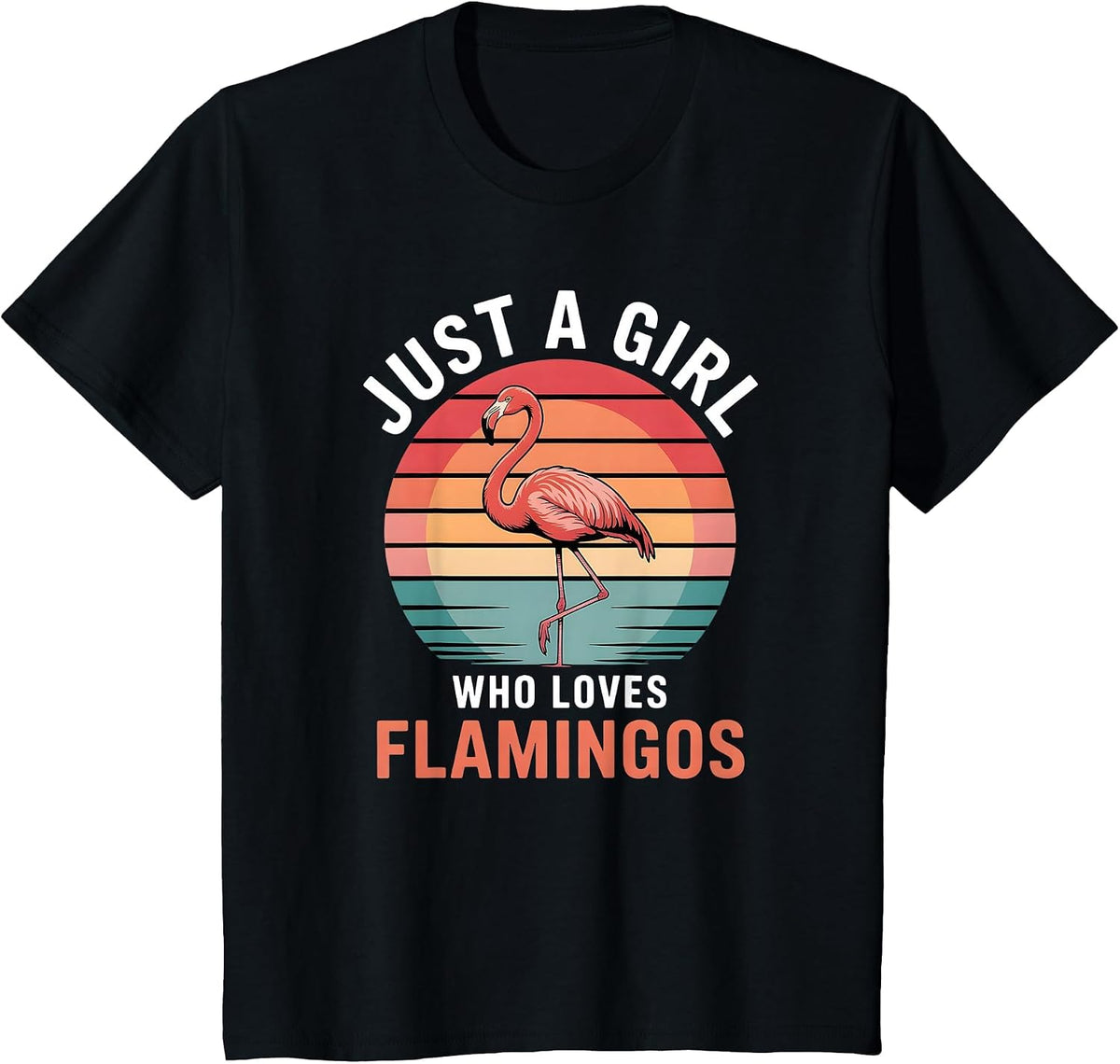 Girls Flamingo T-Shirt - Black