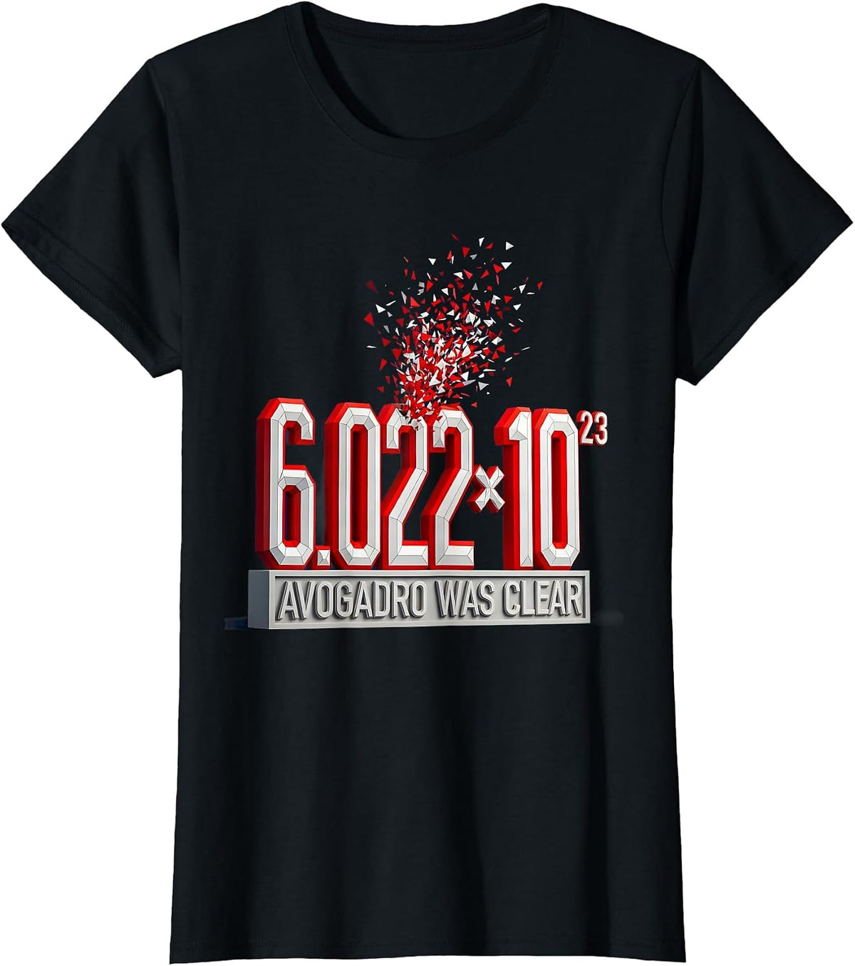 Women's Avogadro Was Clear Low Poly Faceted Chemistry Mole Day T-Shirt - Black