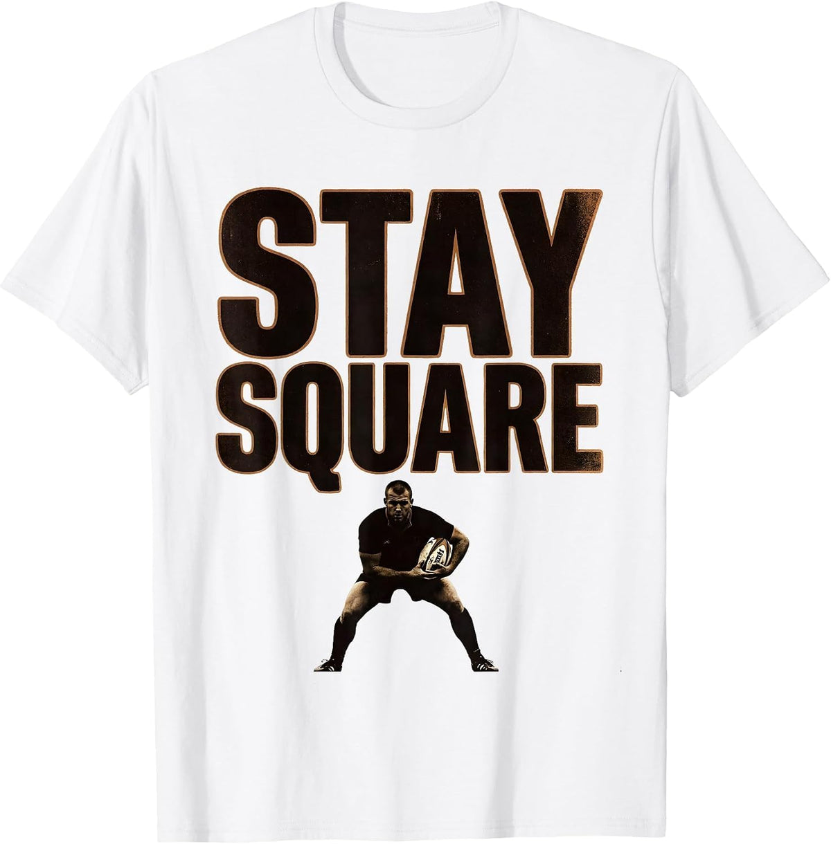 Men's Stay Square Funny Rugby Player Coach Fan Vintage Humor T-Shirt - White