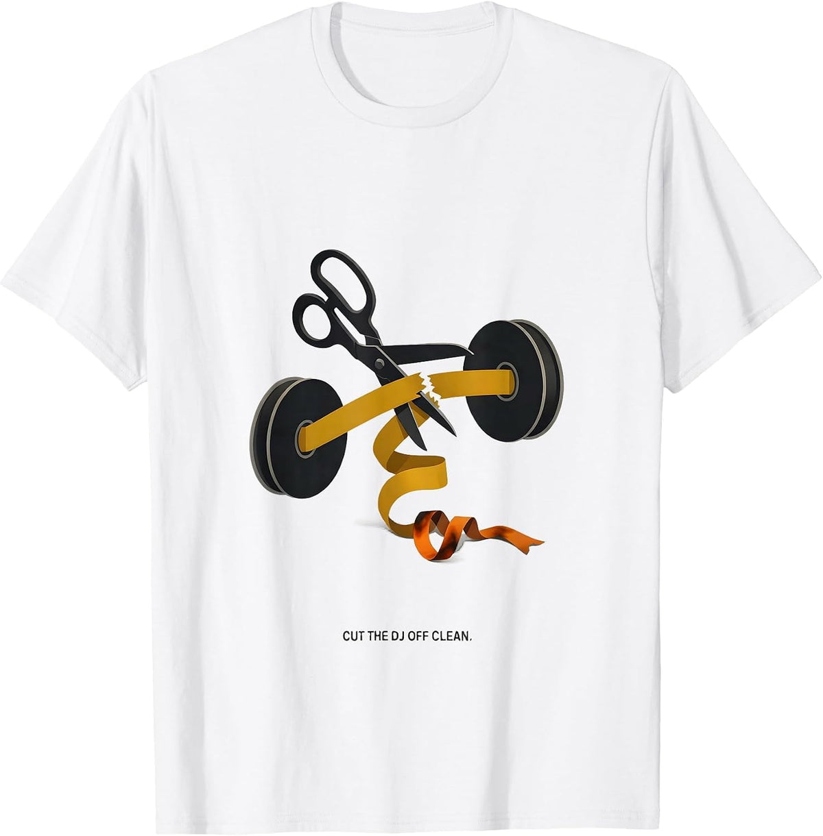 Men's Cut The DJ Off Clean Editorial Conceptual Old School Hip-Hop T-Shirt - White