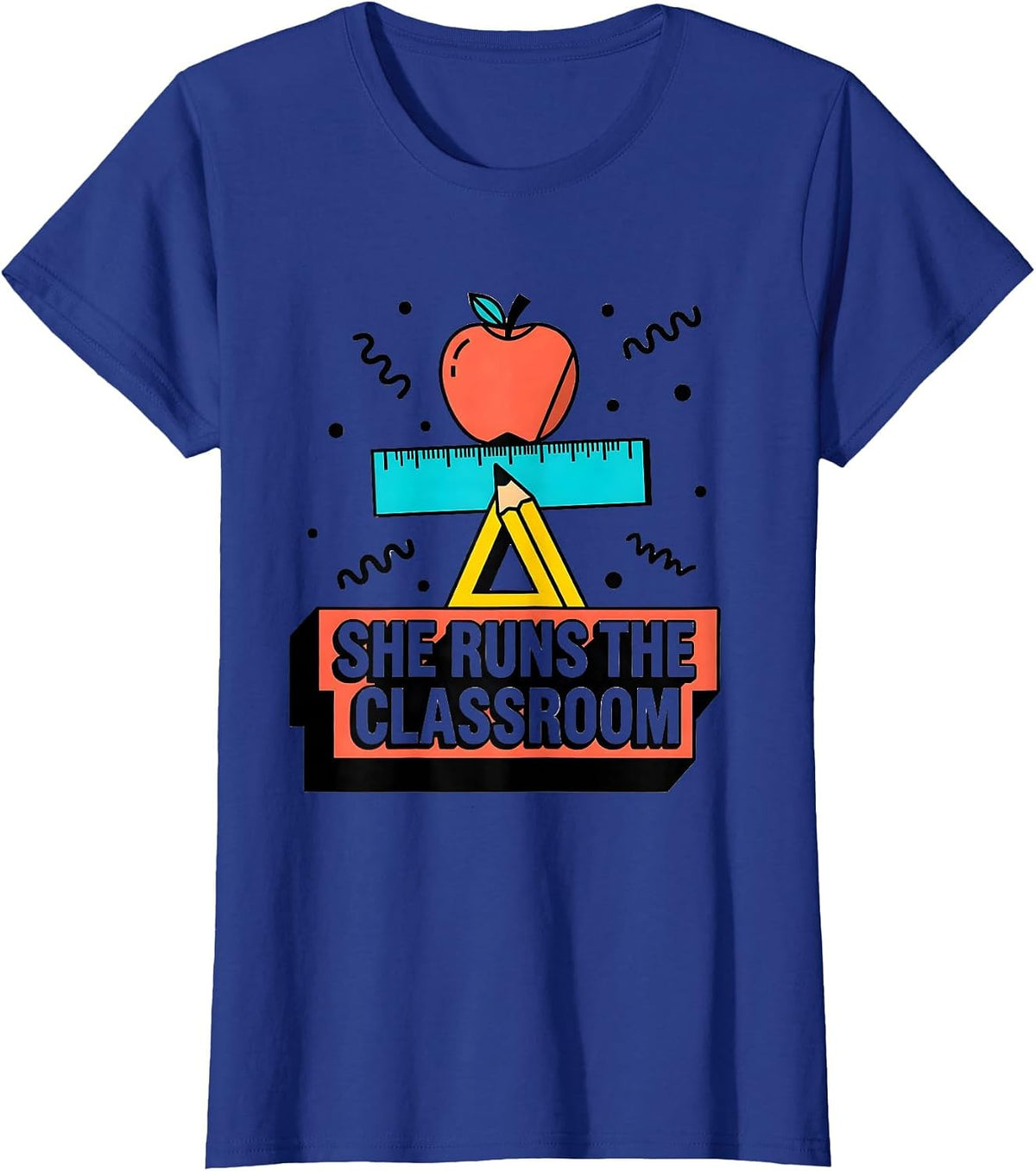 Women's She Runs the Classroom Paraprofessional Design T-Shirt - Royal Blue