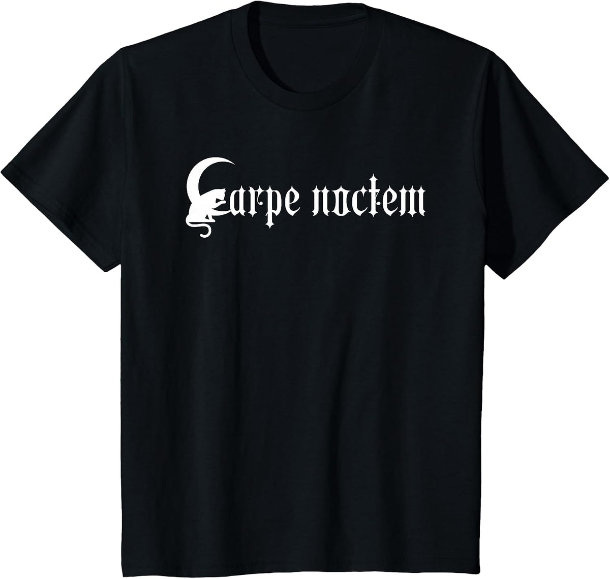 Goth Punk Cat Moon Seize The Night Carpe Noctem Shirt T-Shirt - Black