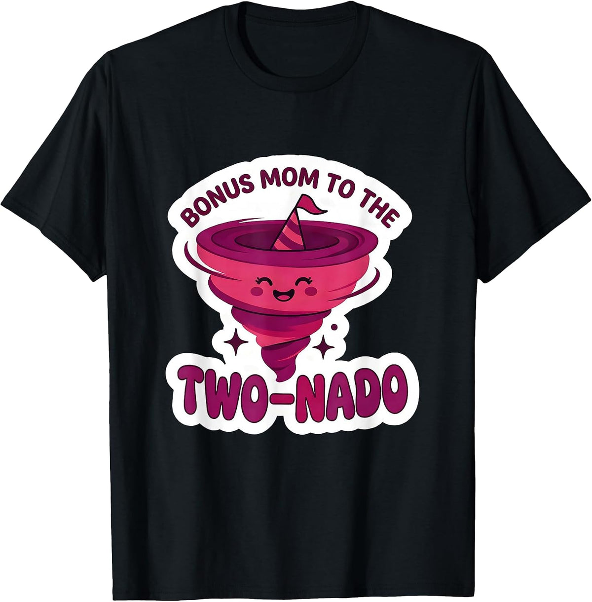 Men's Bonus Mom to the Two-Nado Funny Toddler Birthday Party T-Shirt - Black