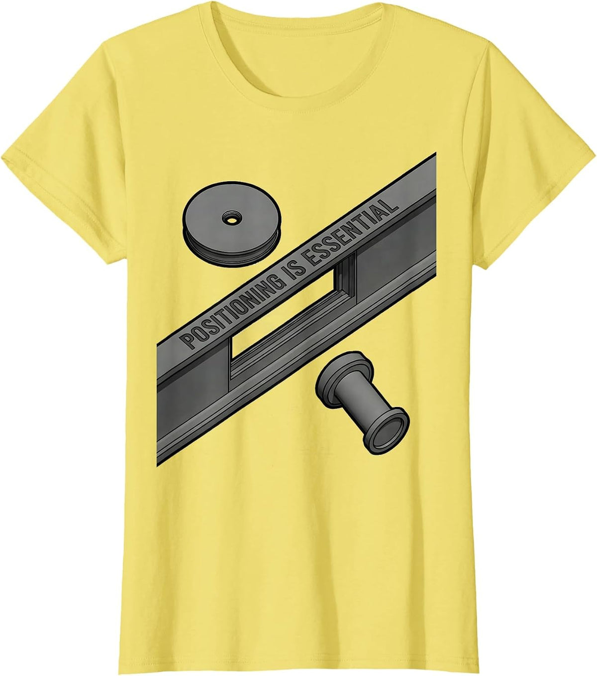 Positioning Is Essential Retro Rad Tech X-Ray CT MRI Tech T-Shirt - Lemon Yellow