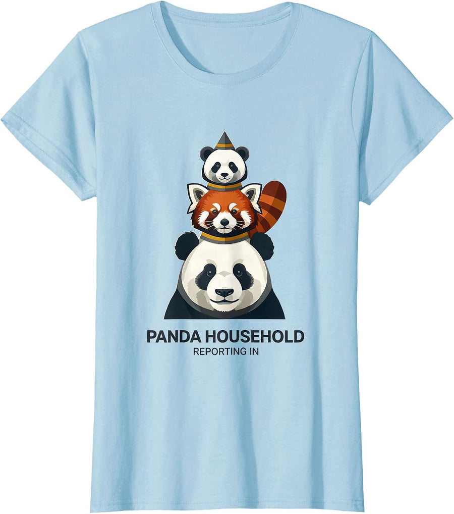 Women's Panda Household Reporting In Midcentury Modern Animal Lover T-Shirt - Baby Blue