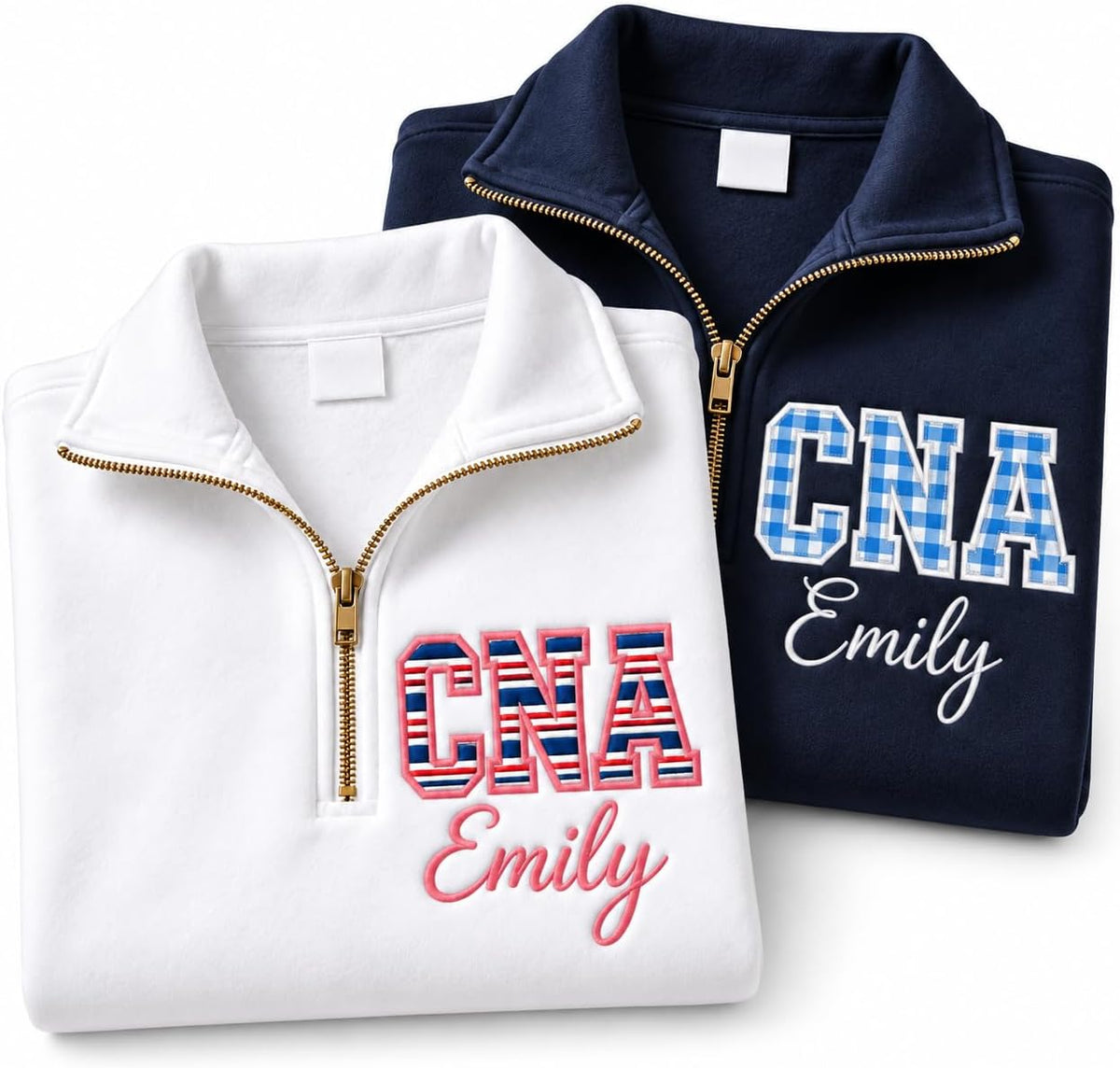 Chillever Personalized Embroidery Applique Nurse Quarter Zip Sweatshirt with Name, Nurses Week, Graduation Gifts, Christmas