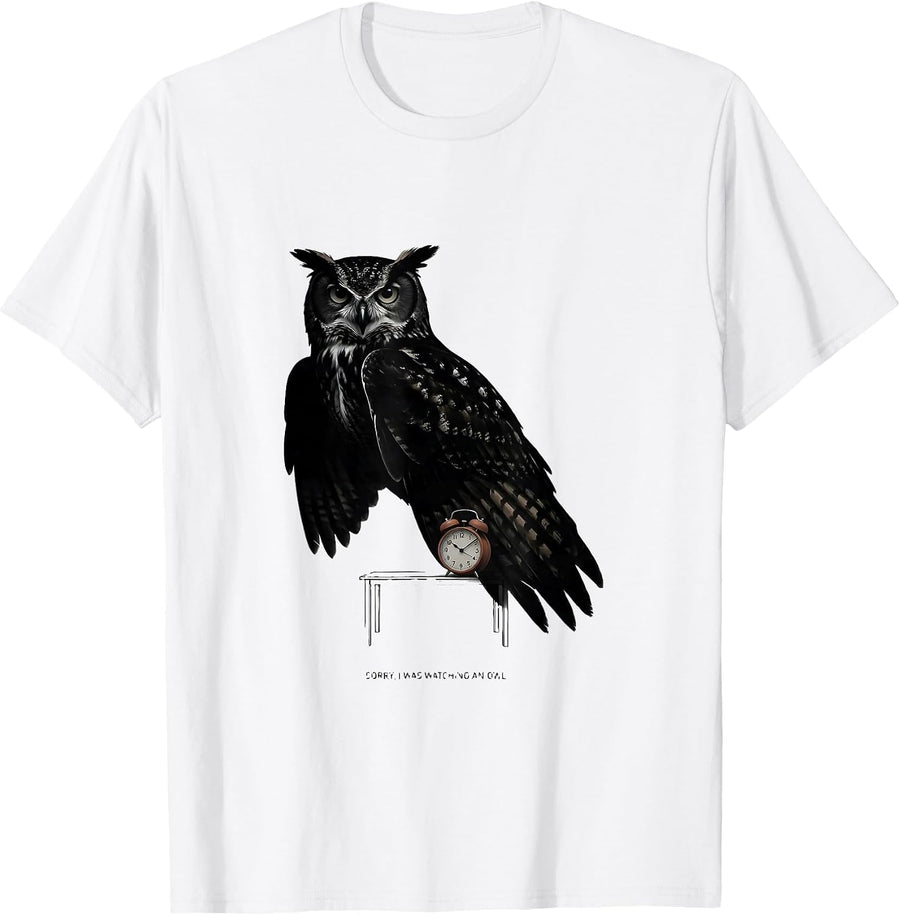Men's Sorry, I Was Watching An Owl Retro Forest Wildlife Nature T-Shirt - White