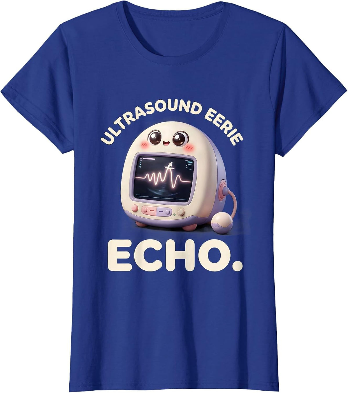 Women's Ultrasound Eerie Echo Cute Kawaii Halloween Radiology Tech T-Shirt - Royal Blue