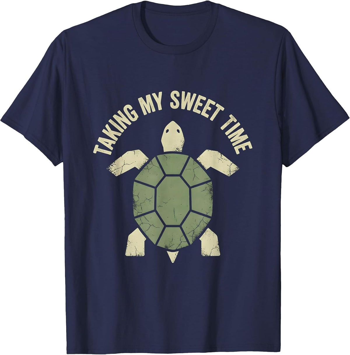 Taking My Sweet Time Turtle Graphic Design T-Shirt - Navy Blue