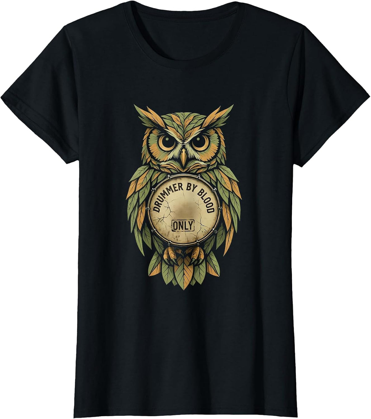 Drummer By Blood Only Musician Design T-Shirt - Black
