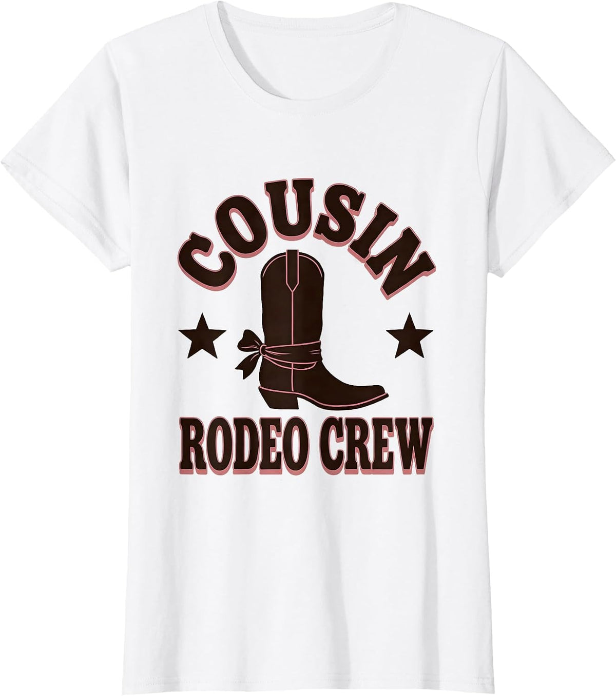 Cousin Rodeo Crew Bold Arched Typography Cowgirl Birthday T-Shirt - White