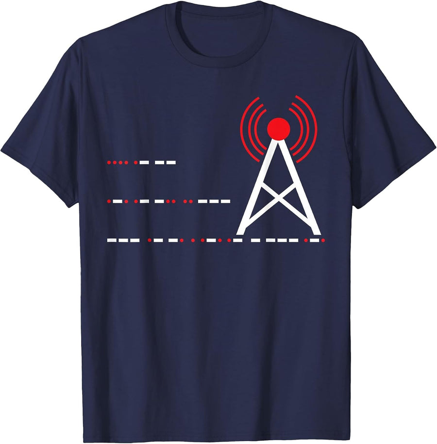 Morse Code Ham Radio Operator Radioactivity T-Shirt - Navy Blue