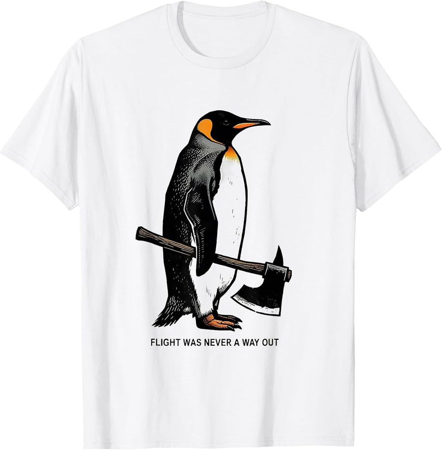 Men's Flight Was Never A Way Out Funny Penguin Martial Arts Meme T-Shirt - White