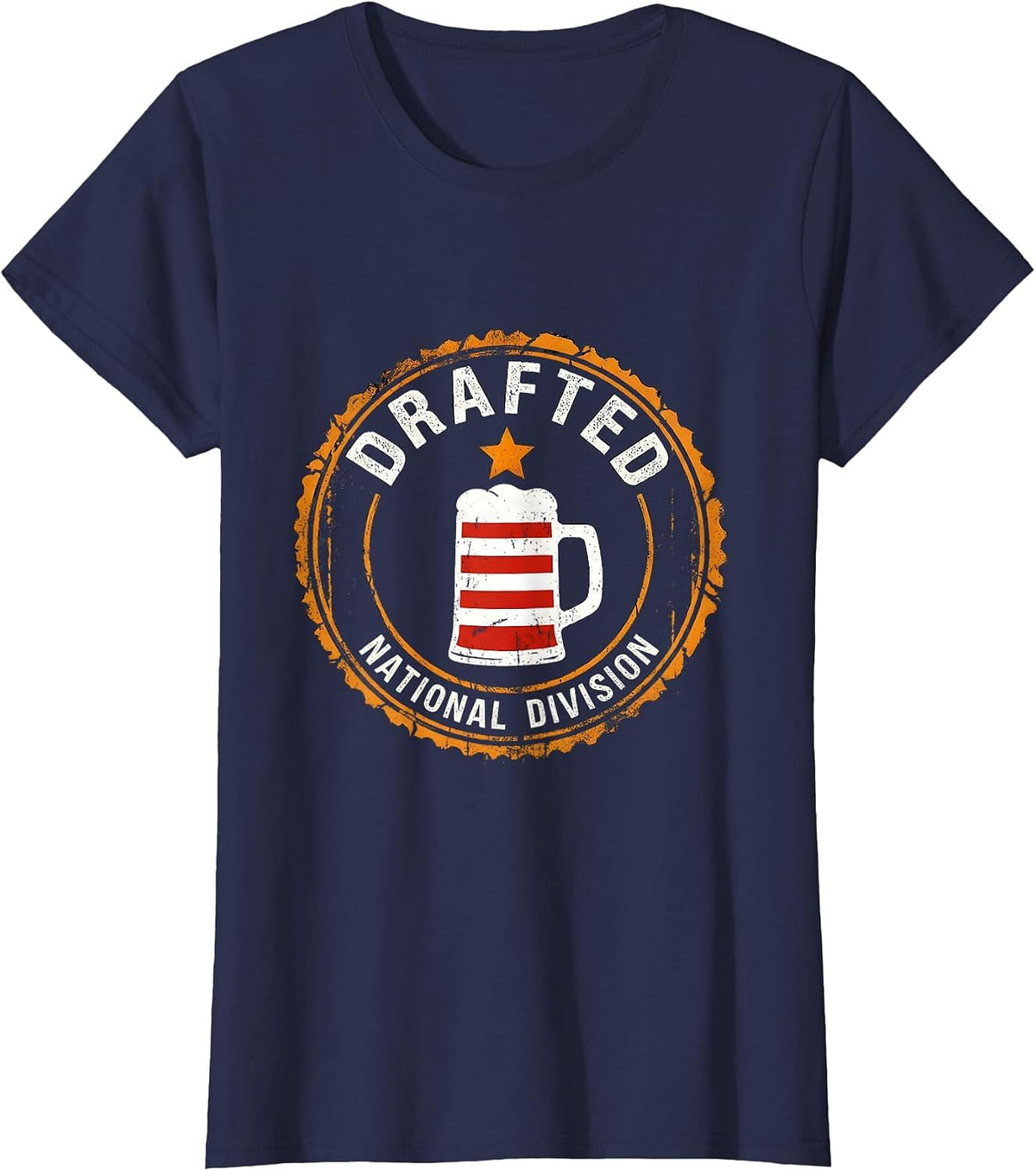 Women's Drafted National Division Rubber Stamp National Flag T-Shirt - Navy Blue