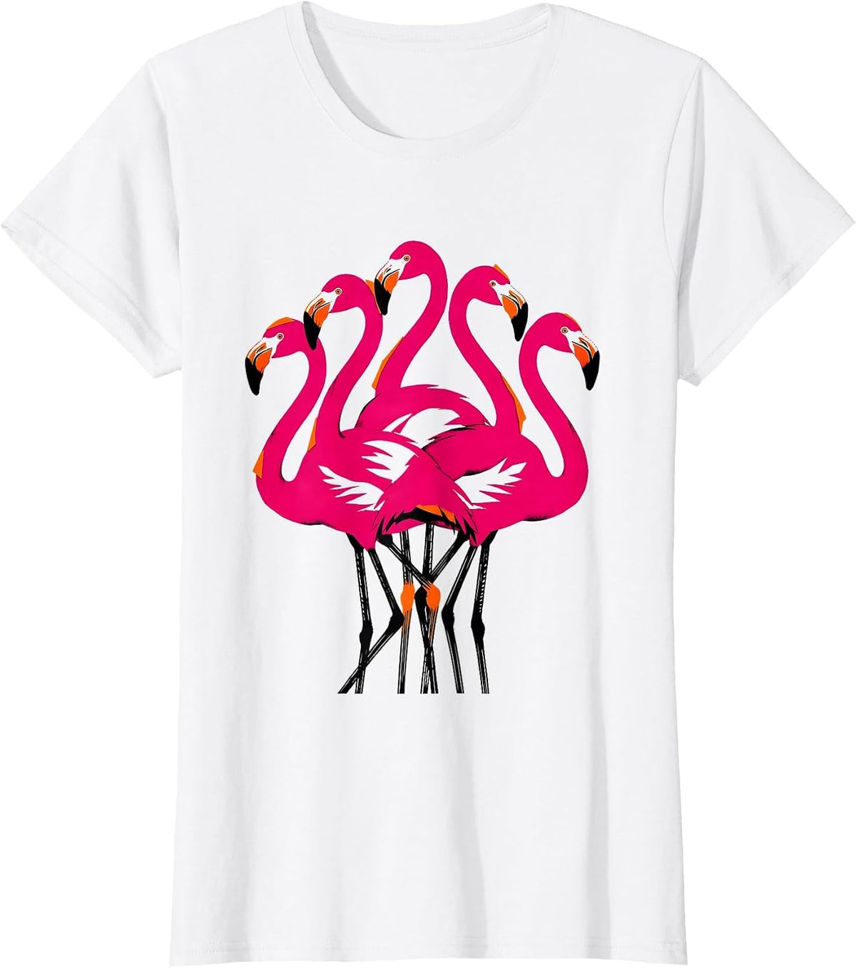 Pink Flamingo Stencil Bird Humor Flamingo Lover T-Shirt - White