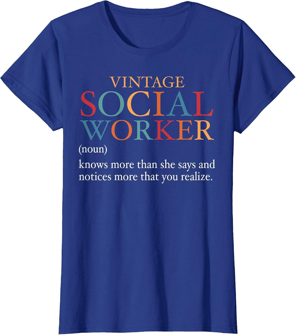 Vintage Social Worker Definition Funny Social Work T-Shirt - Royal Blue