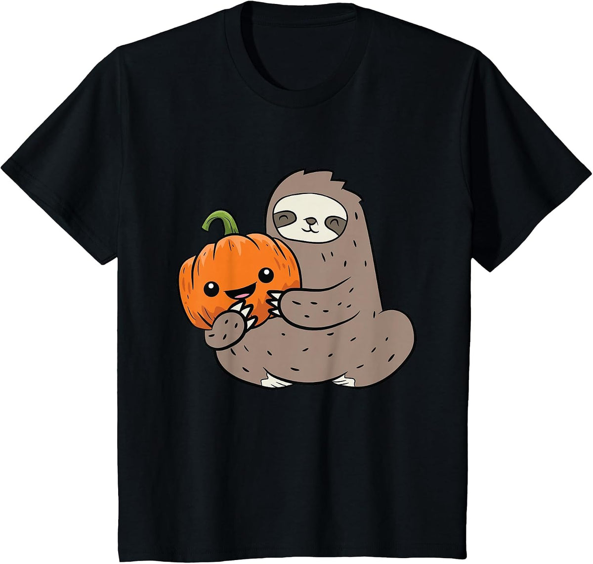 Sloth with Pumpkin Love Pumpkins and Sloth T-Shirt - Black