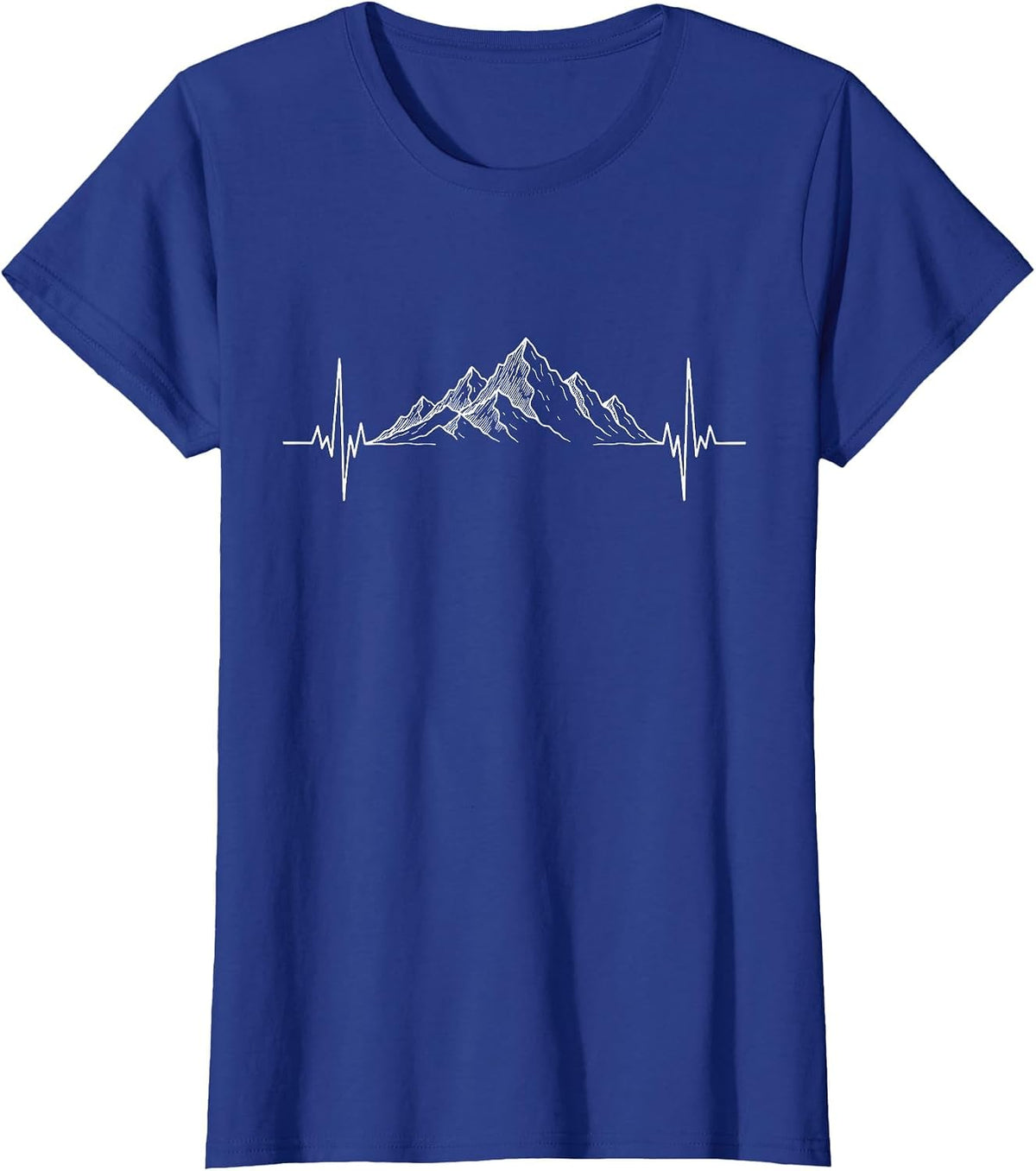 Hiking Heartbeat Mountain Adventure Outdoors Hiker T-Shirt - Royal Blue